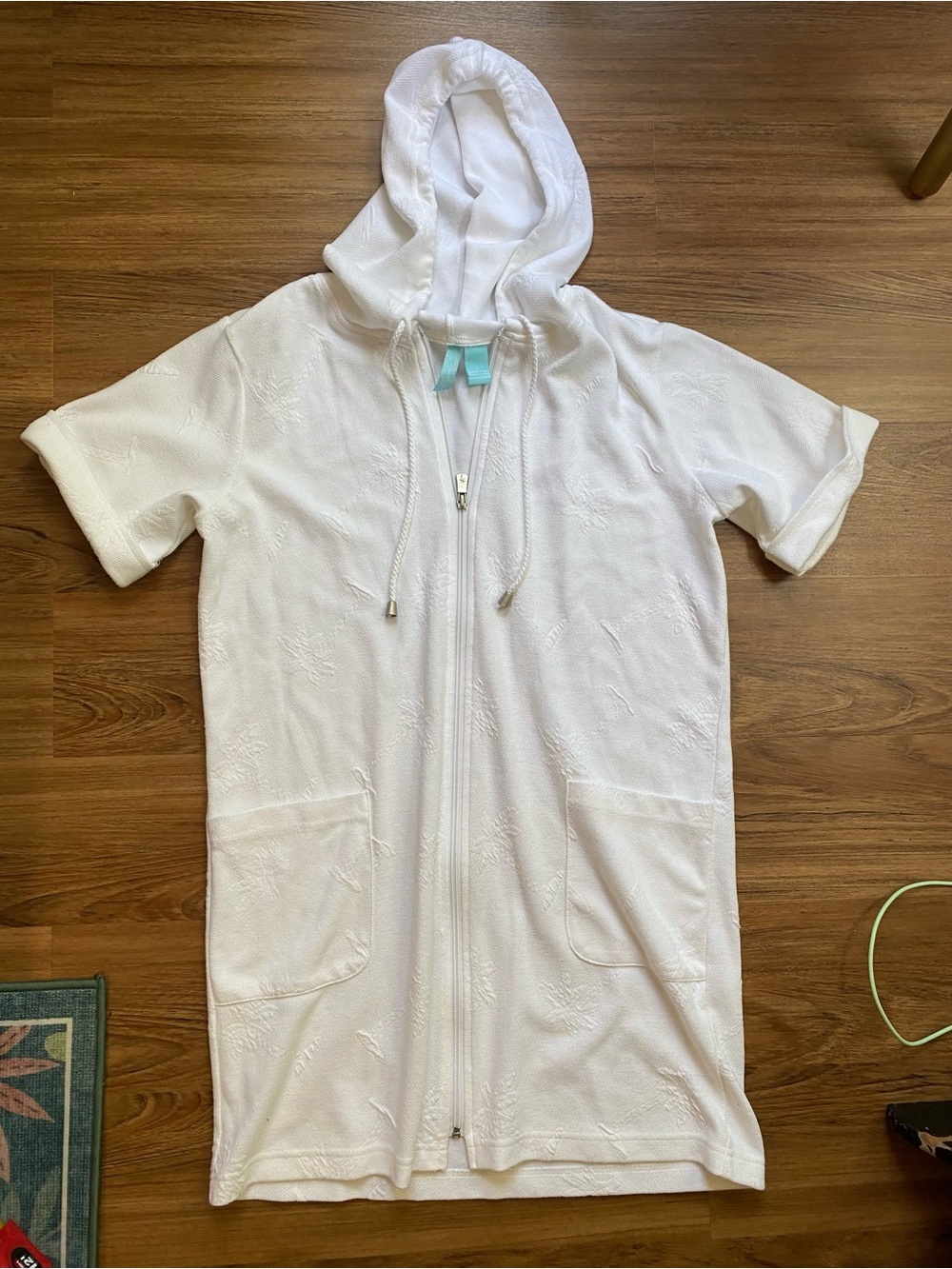 Kim Rogers White Hooded Short-Sleeve Zip One-Piece